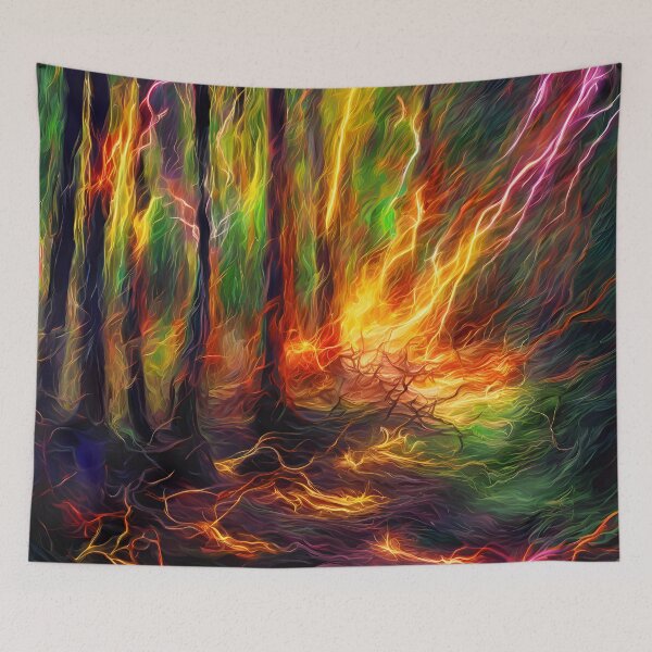 Item preview, Sudden Lightning Strike in a Quiet Forest - Impressionist Abstract Art designed and sold by colorvisionart.