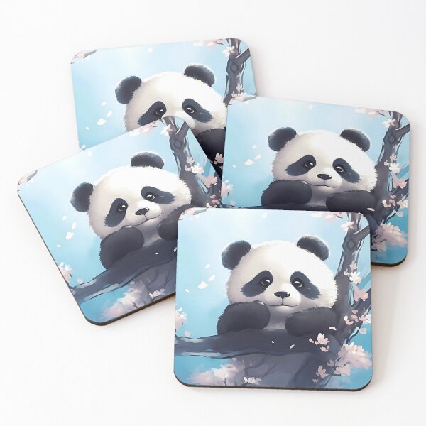 Item preview, Panda Amidst Pink Flowers: A Tranquil Scene designed and sold by ArrangedDesigns.