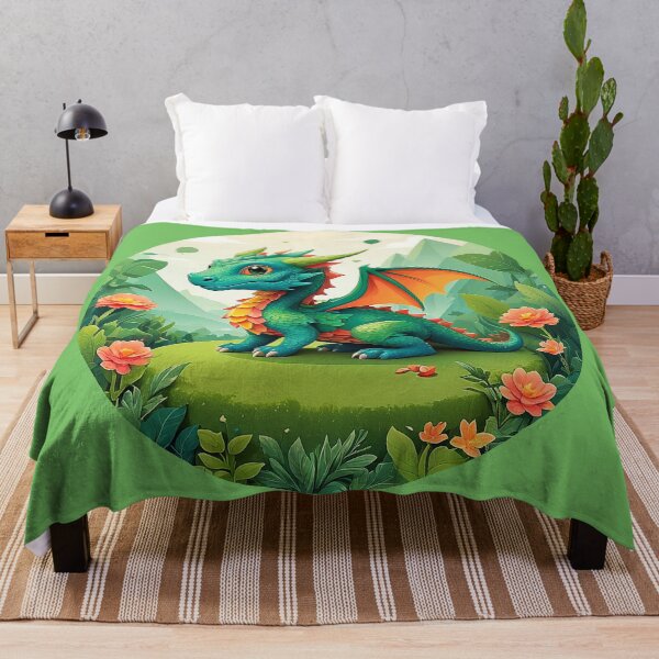 Item preview, Friendly Green Tone Dragon: Relaxing on the mountain meadow designed and sold by Minpadesign.