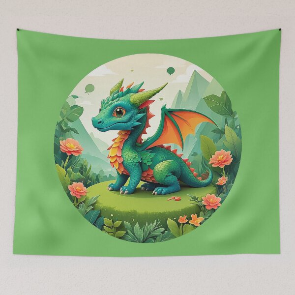 Item preview, Friendly Green Tone Dragon: Relaxing on the mountain meadow designed and sold by Minpadesign.