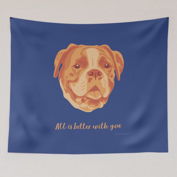 Item preview, DuFauna Boxer Orange and Blue Smiling Face "All is better with you" designed and sold by DuFauna.