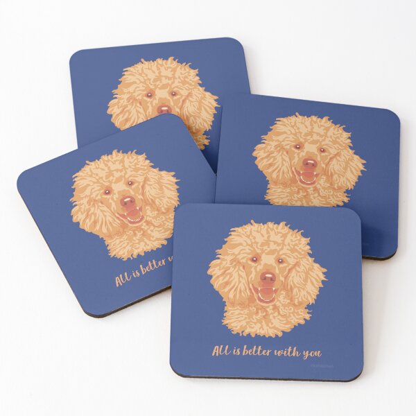 Item preview, DuFauna Poodle Orange and Blue Smiling Face "All is better with you" designed and sold by DuFauna.