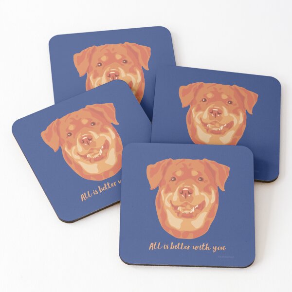 Item preview, DuFauna Rottweiler Orange and Blue Smiling Face "All is better with you" designed and sold by DuFauna.