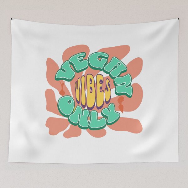 Item preview, Vegan vibes only, retro text on retro flower designed and sold by BritishDelights.