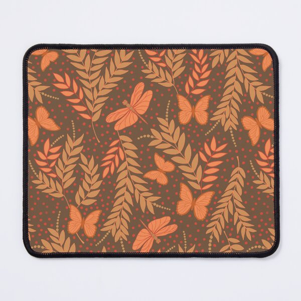 Item preview, Leaves, butterflies and dragonflies on grey-green background designed and sold by MarySchwindt.
