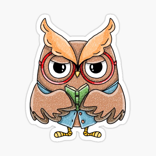 Item preview, little owl reading book designed and sold by NineSketch.