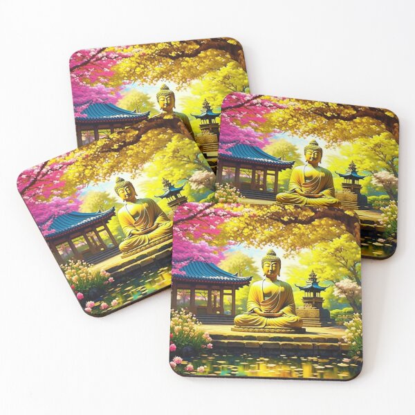 Item preview, Buddha Cherry Blossom Garden with Pagoda and Koi Lotus Pond designed and sold by HippieFarms11.