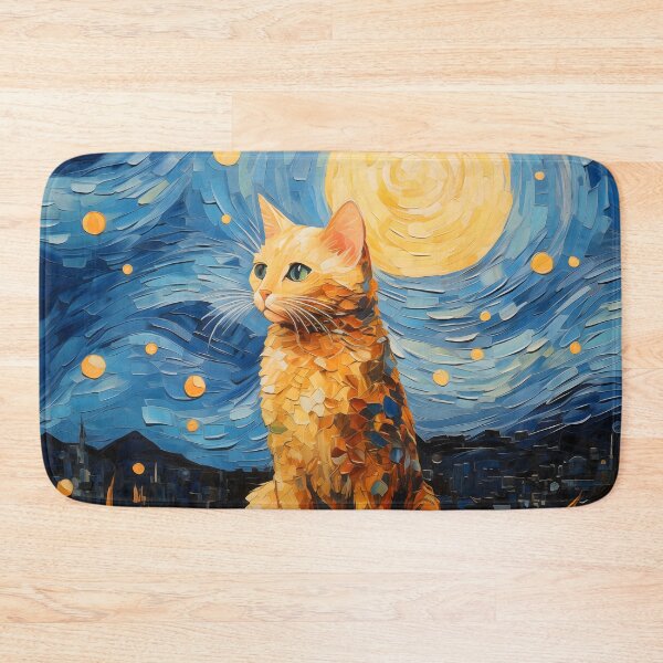 Item preview, Starry Sky and Yellow Cat: A Moonlit Night's Dream designed and sold by unimuse.