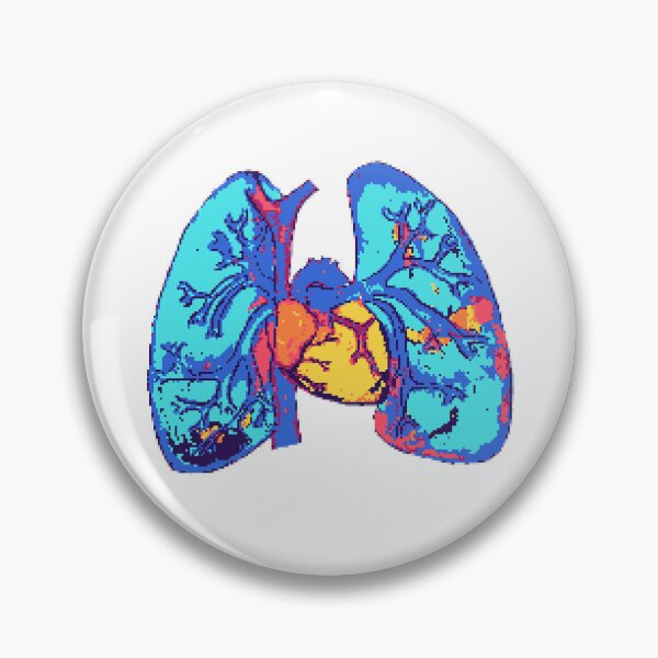 Item preview, Acuarela colorida de corazón y pulmones de 16 bits designed and sold by fabinthelab.