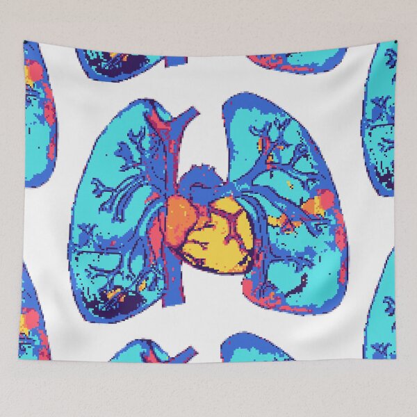 Item preview, Acuarela colorida de corazón y pulmones de 16 bits designed and sold by fabinthelab.