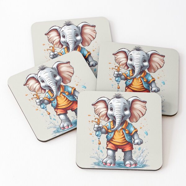 Item preview, Cute Young Elephant Water Play, Cartoon Style designed and sold by BajanTees.