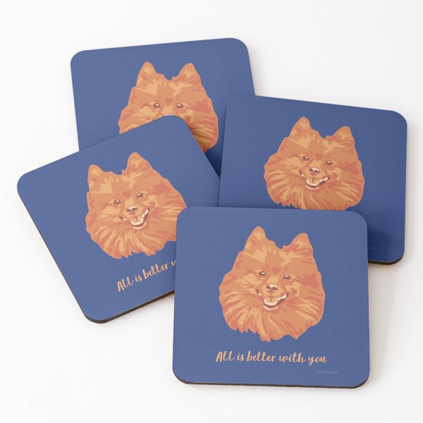 Item preview, DuFauna Pomeranian Orange and Blue Smiling Face "All is better with you" designed and sold by DuFauna.