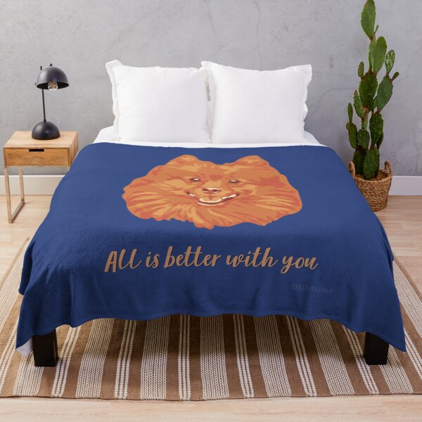 Item preview, DuFauna Pomeranian Orange and Blue Smiling Face "All is better with you" designed and sold by DuFauna.