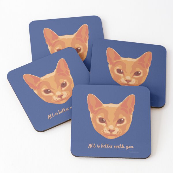 Item preview, DuFauna Arkhangelsk Cat Orange and Blue Smiling Face "All is better with you" designed and sold by DuFauna.