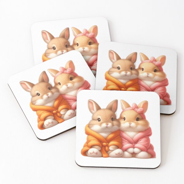 Item preview, Two charming and adorable rabbits wearing a new robe together. designed and sold by Lam168.