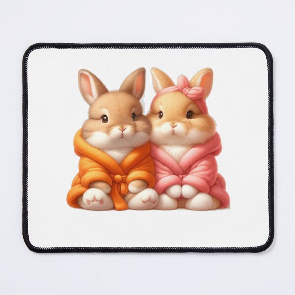 Item preview, Two charming and adorable rabbits wearing a new robe together. designed and sold by Lam168.