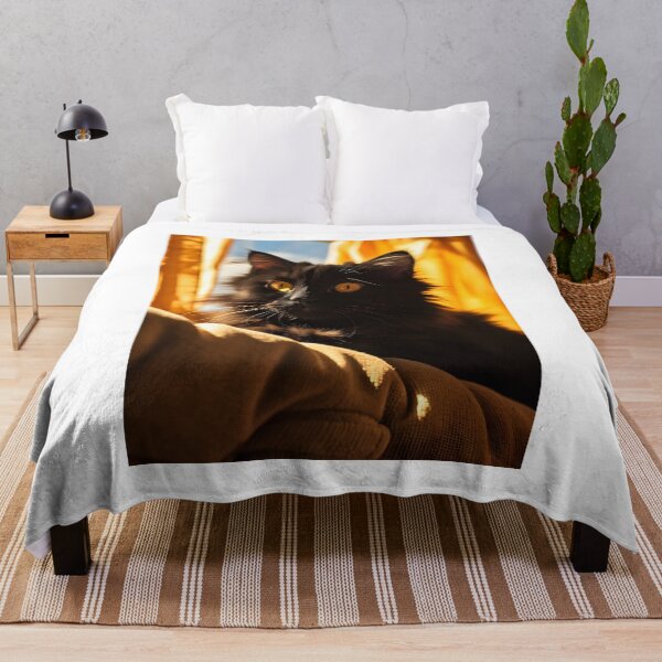 Item preview, Relaxed black cat lounges in fluffy cushions and sunlight designed and sold by Shirtastically.