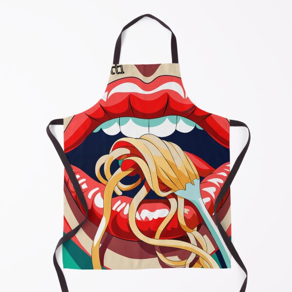 Item preview, taste of pasta as it's savored by the lips of a passionate woman in vibrant red designed and sold by Rosa Elena Albornoz Mendez.
