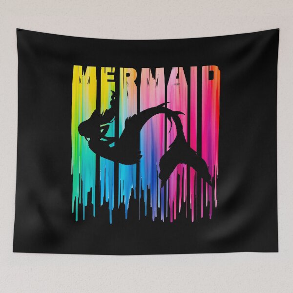 Item preview, Mermaid rainbow silhouette watercolor dripping bright designed and sold by TankandDPS.