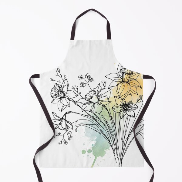 Item preview, March Fine Line Watercolor Flower Bouquet Artwork designed and sold by ArtfulMiller.