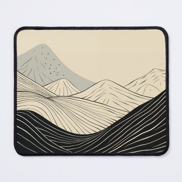 Item preview, black oriental japanese style mountain line art designed and sold by PandaKunst.