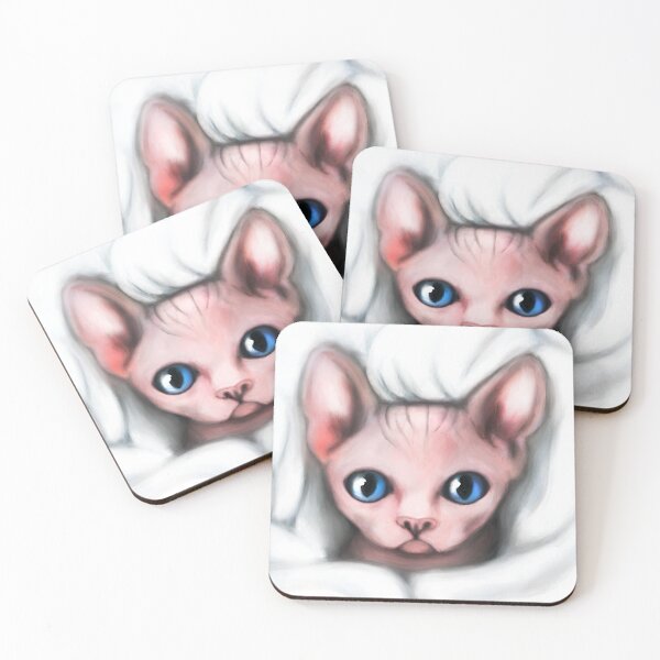 Item preview, Sphynx hairless kitten acrylic/digital painting designed and sold by Funsize-Art.