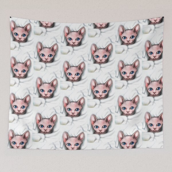 Item preview, Sphynx hairless kitten acrylic/digital painting designed and sold by Funsize-Art.
