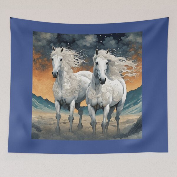 Item preview, White Horses at Gates of Paradise designed and sold by Takutakina.