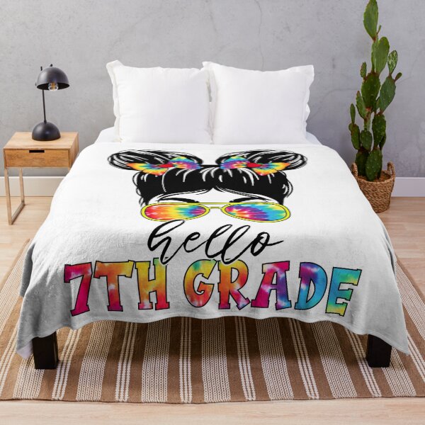 Item preview, Hello 7th Seventh Grade Messy Bun Tie Dye Back To School designed and sold by MobyStickers.
