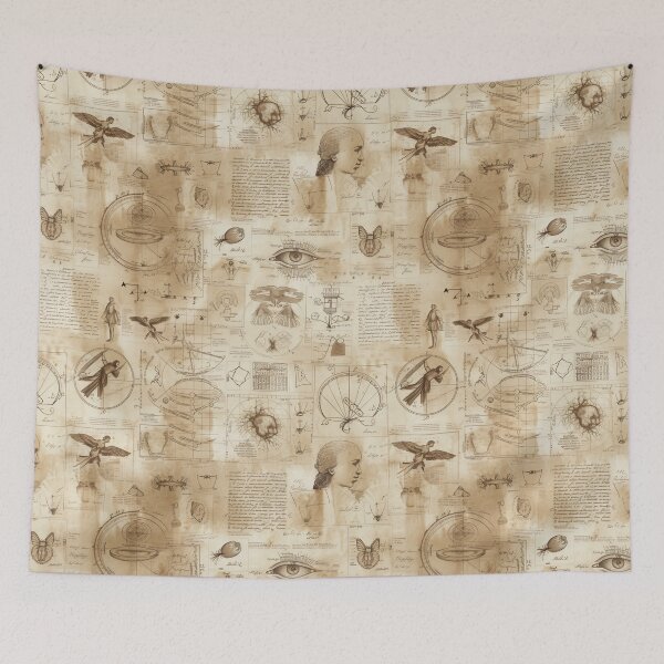 Item preview, Da Vinci's Legacy: Vintage Sketchbook Explorations Pattern designed and sold by Sir Meow Meow.
