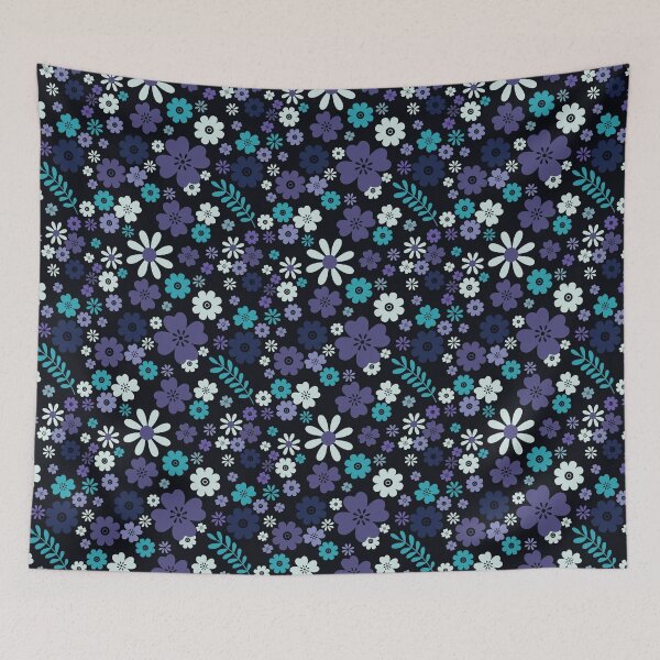 Item preview, Turquoise and Blue Ditsy Floral Repeated Pattern designed and sold by PearlMoonGrapes.