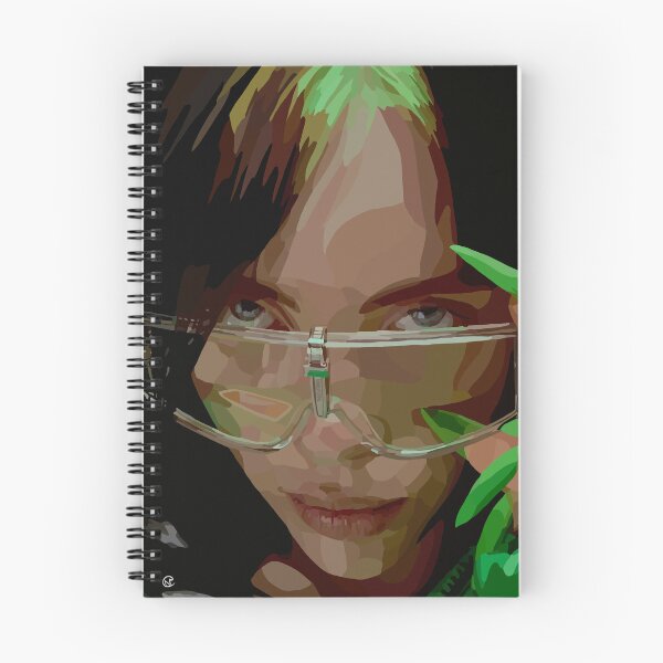 Item preview, Billie Eillish portrait with green hair and nails designed and sold by Blue-Hive-Store.