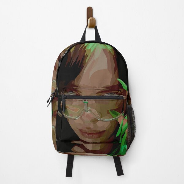 Item preview, Billie Eillish portrait with green hair and nails designed and sold by Blue-Hive-Store.