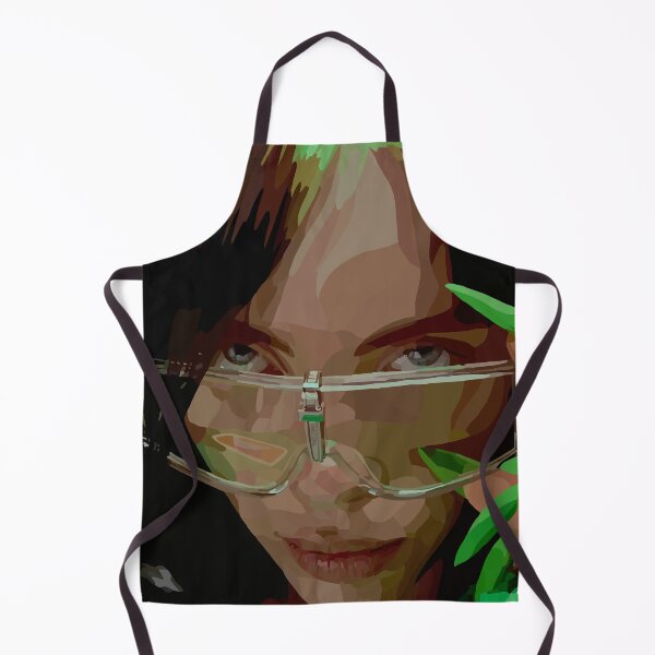 Item preview, Billie Eillish portrait with green hair and nails designed and sold by Blue-Hive-Store.