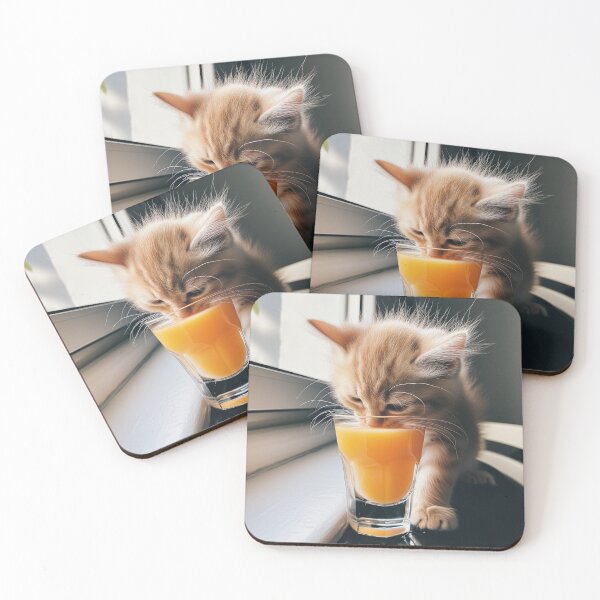 Item preview, Kitten Drinking Orange Juice designed and sold by Evanssdas.