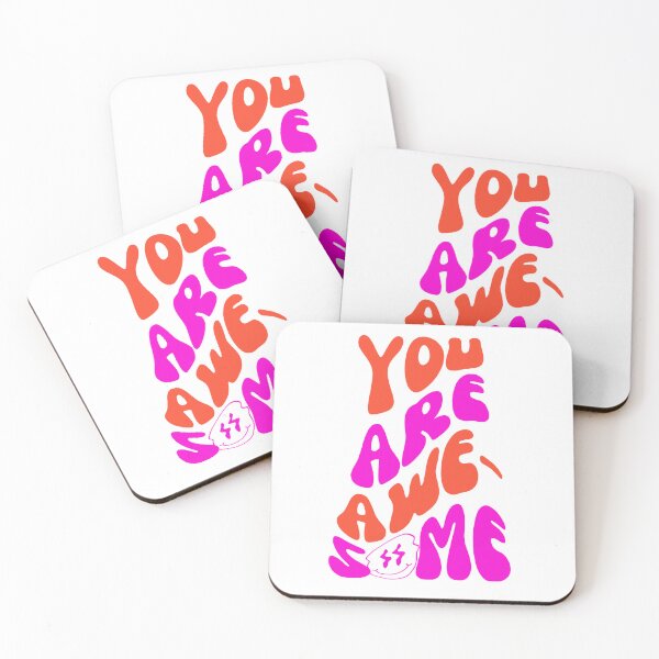 Item preview, You Are Awesome - Uplifting Typography for Positive Affirmations - Pink and Red designed and sold by Biddakate.