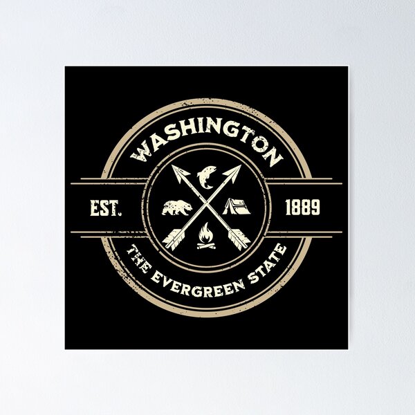 Item preview, WA Washington State Evergreen State Retro Vintage Design Pacific Northwest PNW designed and sold by JustincredibleT.