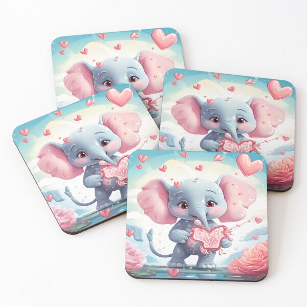 Item preview, valentine's day elephant decorative panel designed and sold by DropeSavage.