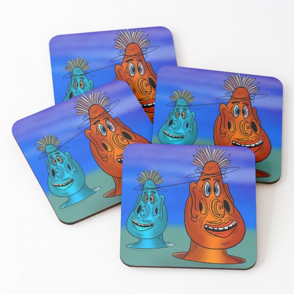 Item preview, Weird Moai type cartoony creatures coming out of the ground.  designed and sold by DaveDanchuk.