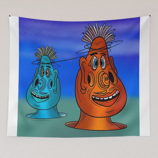 Item preview, Weird Moai type cartoony creatures coming out of the ground.  designed and sold by DaveDanchuk.