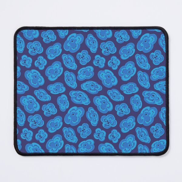 Item preview, FLOATING LILIES Groovy Psychadelic Abstract Floral - Sky Blue Royal Blue on Dark Blue - UnBlink Studio by Jackie Tahara designed and sold by Jackie Tahara of UnBlink Studio.