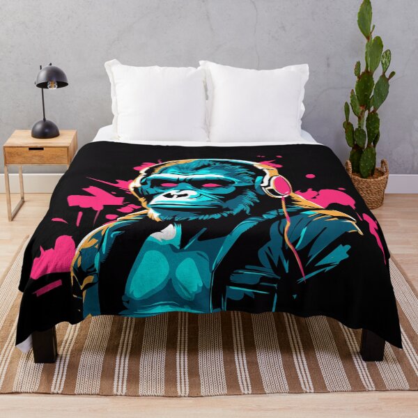 Item preview, gorilla dj, rave electronic animal, gorilla with headphones and headphones vector illustration for t-shirt design designed and sold by DALIO666.