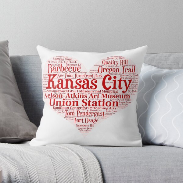 Heart of Kansas City Heart Word Cloud Products Throw Pillow