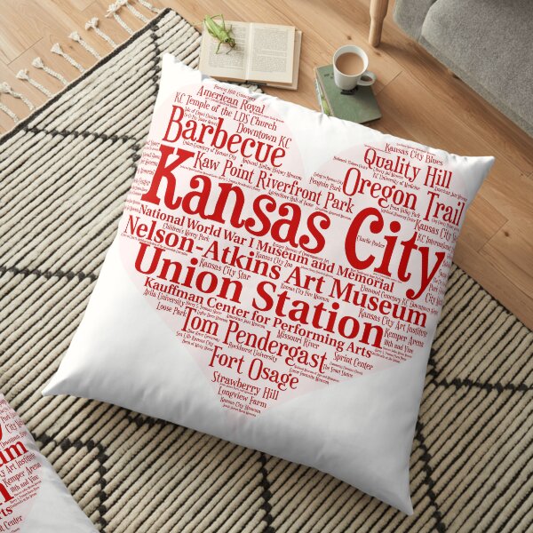 Heart of Kansas City Heart Word Cloud Products Floor Pillow