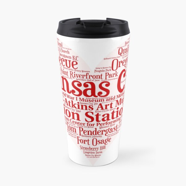 Heart of Kansas City Heart Word Cloud Products Travel Mug