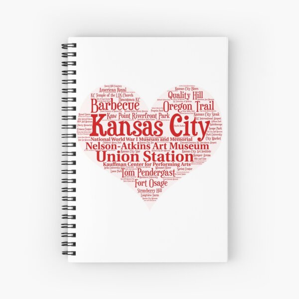 Heart of Kansas City Heart Word Cloud Products Spiral Notebook