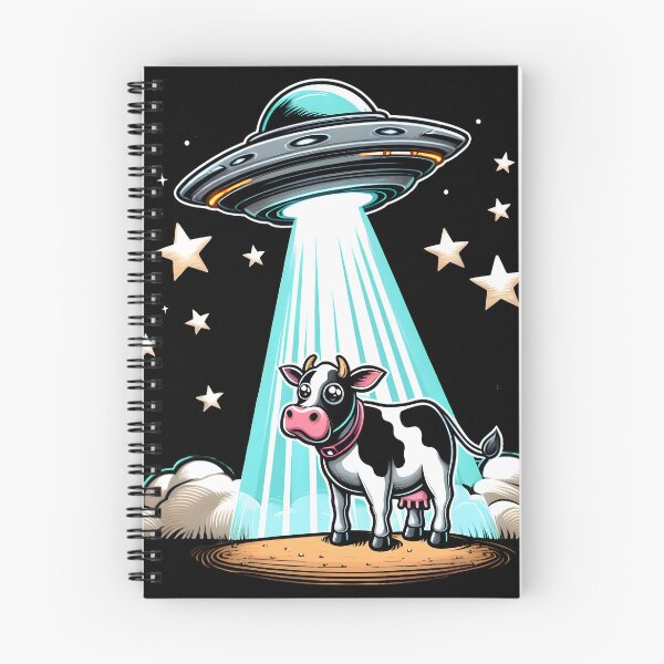 Item preview, Cartoon flying saucer beaming up a cow designed and sold by Inkstorm-London.
