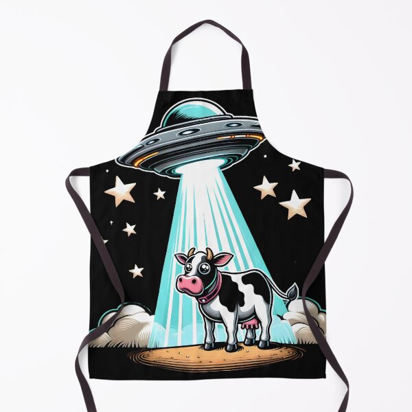 Item preview, Cartoon flying saucer beaming up a cow designed and sold by Inkstorm-London.