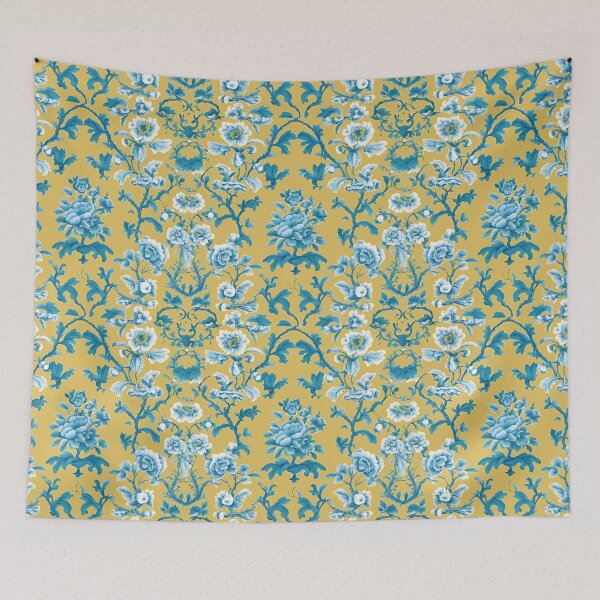 Item preview, Blue and yellow traditional French toile designed and sold by SophieClimaArt.
