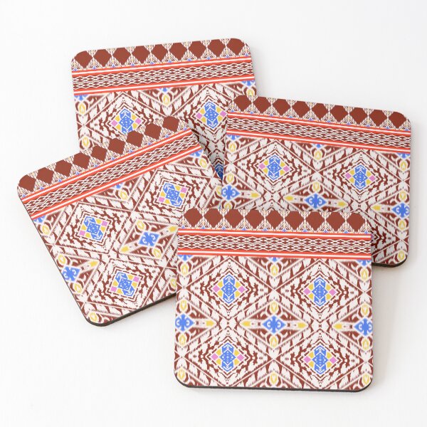 Item preview, Geometric ikat pattern striped seamless on red background designed and sold by Aesthetic shapes design.